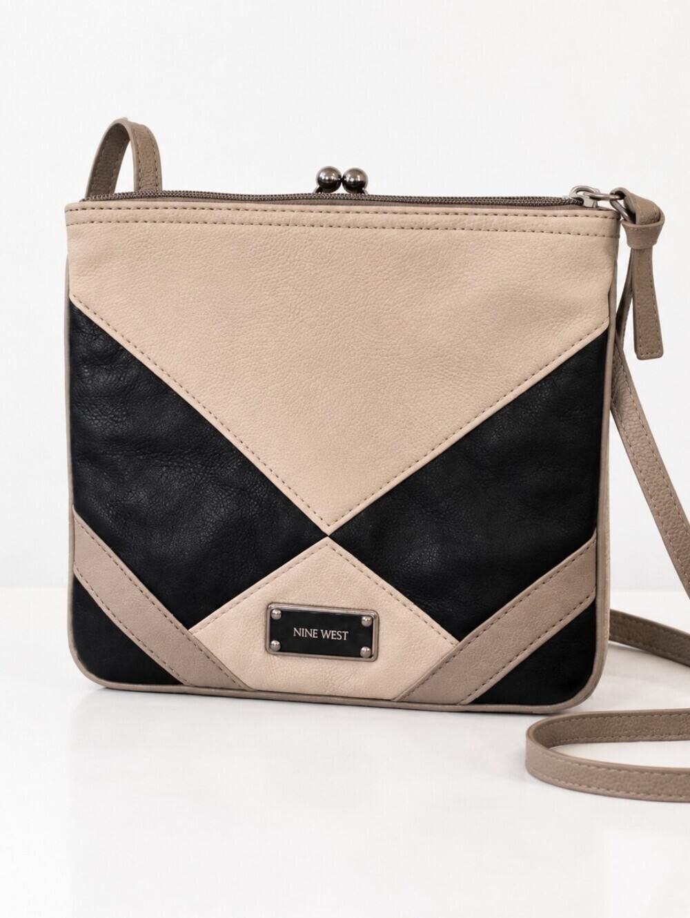 NINE WEST Two-Tone Leather Crossbody Bag